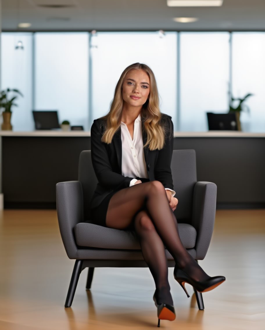 Taylor Hayes seated in a premium office